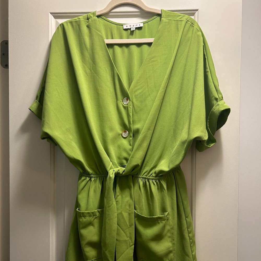 Boutique Green Romper with Front Tie